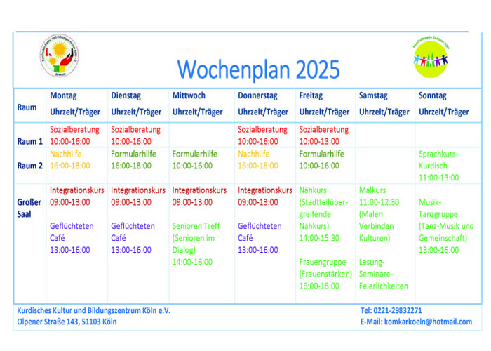 Wochenplan 2025